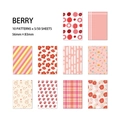 50 φύλλα χαρτιού scrapbooking Berry με 10 ζεστά μοτίβα φράουλας για διακόσμηση - Μούρα