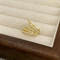 Detail of gold double-layer ear cuff featuring sparkling pavé cubic zirconia settings - Gold Multi-layer Micro-set Ear Cuff (A-116)