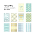 Σετ χαρτιού scrapbooking Pudding με 10 παστέλ σχέδια σε μέγεθος 56x83mm - Πουτίγκα