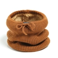 Schlauchschal in Karamell mit Plüschfutter und Kordelzug, warmer Winter-Strickschal - Braun