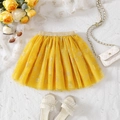 Gonna tutù in tulle giallo per bambine con fiori dorati e vita elastica - Taglia unica / Giallo