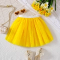 Yellow girls tutu skirt with gold star sequins and elastic waistband for children - One Size / Yellow