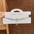 Vierblättriges Kleeblatt Armband in Silber mit Muscheleinlage und verstellbarer Kette - Silbernes Vierblättrige Blumenarmband / Silber