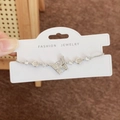 Bracelet papillon en argent avec zircons micro-sertis et chaîne réglable coulissante - Bracelet Papillon Argenté
