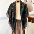 Silk scarf with black ethnic elephant pattern and paisley print in a 110cm large square - Black Elephant Ethnic Totem (FE104-1)