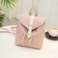 Mini zaino in ecopelle rosa chiaro e beige con fibbia dorata e chiusura con coulisse - Rosa