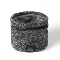 Winter Strickschal in Schwarz-Grau Mix mit weichem grauem Plüschfutter und Logo-Patch - Schwarzgrau Meliert