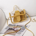 Summer yellow transparent PVC mini square bag with leather trim and inner pouch - Yellow