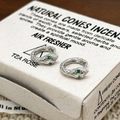 Vintage silver snake hoop earrings with green emerald zircon eyes and scale texture - Silver Small Snake Hoop Earrings (A-279)