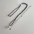 Close-up of polished silver heart pendant with black braided rope and size measurement - Small Silver Heart Pendant Black Rope Style (B-293)