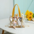 Transparente PVC-Gänseblümchen-Handtasche mit Stroh-Innentasche und gelbem Griffriemen - Gelb