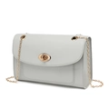 Minimalist light grey crossbody bag with gold twist lock and metal chain strap - Light Gray