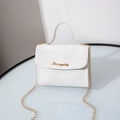 Elegant white women's handbag with crocodile pattern and golden chain strap - White
