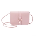 Schlichte hellrosa PU-Leder Umhängetasche mit goldener Ringschnalle für Damen - Rosa