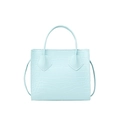 Piccola borsa a mano celeste effetto coccodrillo con tracolla rimovibile per donna - Blu