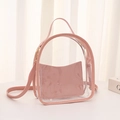 Zainetto trasparente da donna in PVC rosa con design a gatto e astuccio interno - Rosa