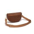 Brown corduroy crossbody waist bag with adjustable strap and gold metal hardware - Brown