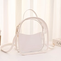 Zaino in PVC trasparente con finiture in pelle bianca e pochette interna - Bianco