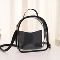Mini zaino trasparente in PVC con finiture nere e bustina interna per uso casual - Nero