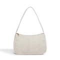 Bolso de hombro minimalista beige en ante sintético mate con cremallera dorada - Blanco