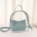Mini zaino trasparente in PVC azzurro con tracolla regolabile per donna elegante - Verde