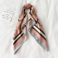 Elegant 70cm Morandi pink and grey silk-like square scarf with gold chain print patterns - 70x70cm / Light Pink
