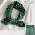 Elegante zijden vierkante sjaal met geometrisch patroon in donkergroen en geel - 50*50CM / Donkergroen Luipaard Z-patroon (FX-249)