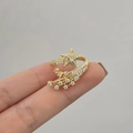 Detailed view of a gold-plated shooting star ring with shimmering cubic zirconia accents - Ring (Adjustable) / Gold Paved Star Ring