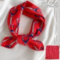 Rode satijnen zijden vierkante sjaal met paardenbit en kettingprint voor dames 50cm - Rood Equestrian Ketting Stijl (FX-238)