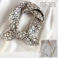 Elegant off-white satin square scarf featuring black chain geometric patterns for women - Beige Chain Pattern Style (FX-251)