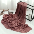 Elegant dusty pink pleated long scarf shawl with delicate vertical texture for women - Red Bean Paste (TH35-W45) / 180x70cm