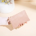 Pink wave pattern clutch bag with vintage floral print and leather wristlet strap - Vintage Floral Print Style / Pink