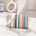 Colorful striped woven crossbody bag with adjustable white strap and gold hardware - Rainbow Horizontal Stripes (2#)