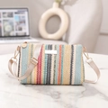 Colorful woven box bag with vibrant stripes and champagne gold adjustable strap - Blue Yellow Orange Black Vertical Stripes (4#)