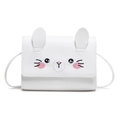Cute bunny crossbody bag for kids featuring cartoon rabbit ears and 3D embroidery detail - White