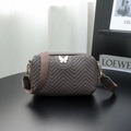 Dark brown quilted shoulder bag with gold butterfly accent and wide webbing strap - Coffee
