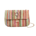 Borsa a tracolla intrecciata colorata con fibbia a gatto dorata e perle - Righe Ondulate Colorate (Colore 4)