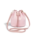 Bolso tipo cubo de pana rosa con cierre de cordón y correa de hombro ajustable suave - Rosa