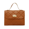 Chic brown quilted handbag with classic diamond pattern and elegant gold twist lock - Brown