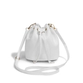 Bolso saco blanco de pana con cordón ajustable y elegantes detalles de metal dorado - Blanco