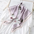 Elegant floral silk scarf in lilac and pink with large white magnolia blossoms - Lilac Purple Magnolia Floral (FJ85-1)