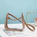 Modern transparent PVC shoulder bag featuring khaki leather trim and gold hardware - Khaki