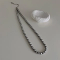 Close-up of grey pearl necklace with silver adjustable chain and lobster clasp - 6mm Grey High Luster Pearl Necklace