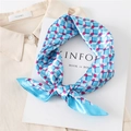 Close-up of blue and white checkered silk scarf on shirt and Kinfolk magazine - 60x60cm / Blue Geometric Check (FL20-6)