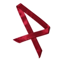 Close-up of wine red satin skinny scarf with silky texture and diagonal cut ends - 100*4cm / Jujube Red (SC-2)