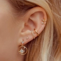 French style gold star ear cuff set with cubic zirconia stones for women's cartilage - Star Ray Theme Set (e365) / 6 Pcs Set / Gold