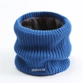 Winter knitted neck warmer in navy blue with warm fleece lining and Halowint embroidery - Blue
