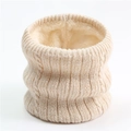 Detail of cream cable knit texture and soft plush fleece lining on thermal winter neck warmer - Circumference 48xHeight 20 / Off-white