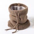 Scaldacollo in maglia marrone con fodera in pile e coulisse regolabile per l'inverno - Cammello