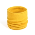 Close-up of bright yellow knit neck gaiter showing detailed woven texture and rolled edges - Yellow